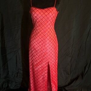 Red Spaghetti Strap Gown with Slit